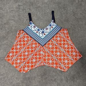 Linea Donatella Women's Traditional Floral Print Tank Top Size Large